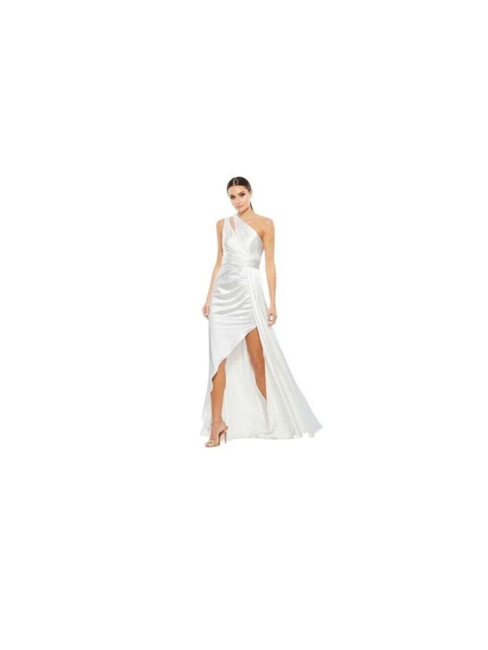 Mac Duggal One Shoulder Dress Size 6 White
